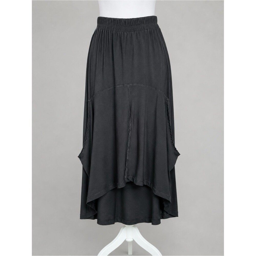 NWT Alain Murati Black Asymmetric Layered Midi Skirt XL